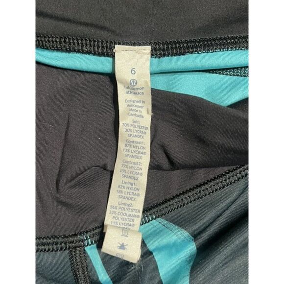 Lululemon Athletic Cropped Capri Yoga Pants Size 6 Navy & Turquoise - Picture 4 of 4